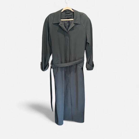 Vintage Classic Charcoal Gray Anne Klein Belted Trench Coat Effortless Classic - Picture 2 of 10